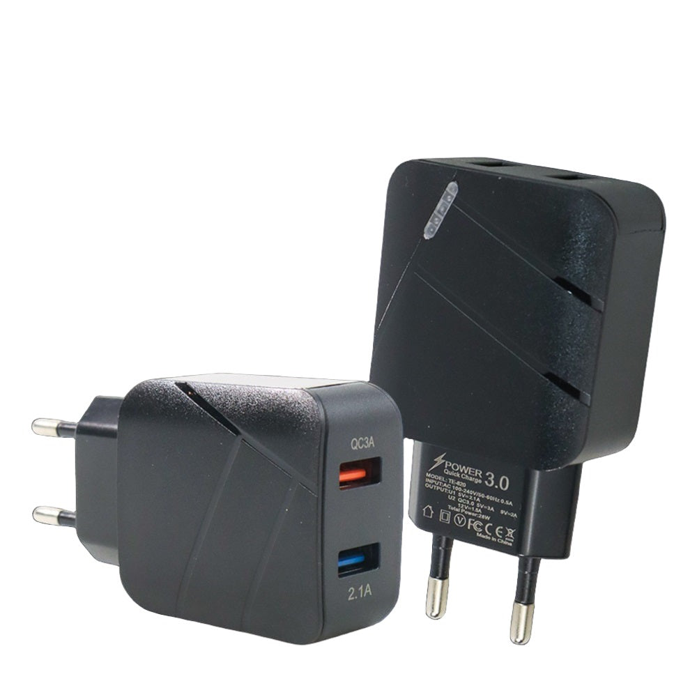 28W Dual USB Wall Fast Charger and Power Adapter QC3 (5V-3A)