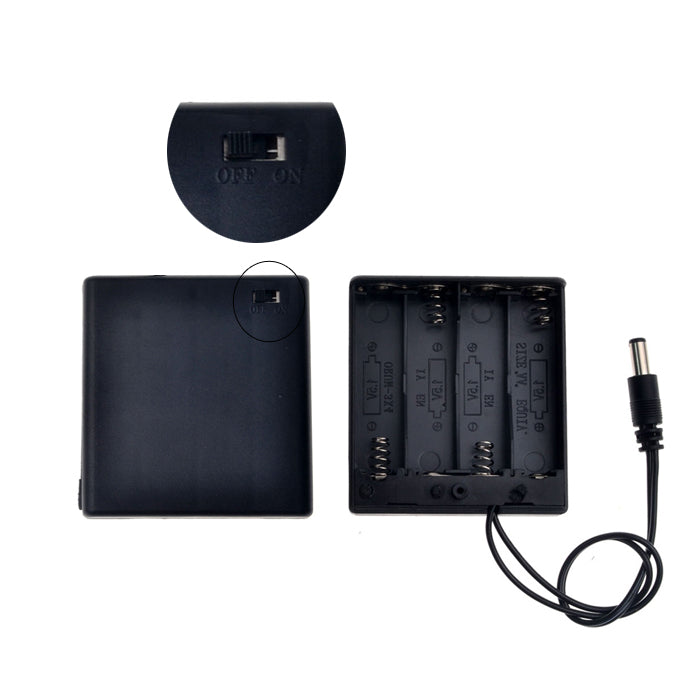 4 X AA Battery Holder with Cover , ON/OFF Switch and a DC Power Plug
