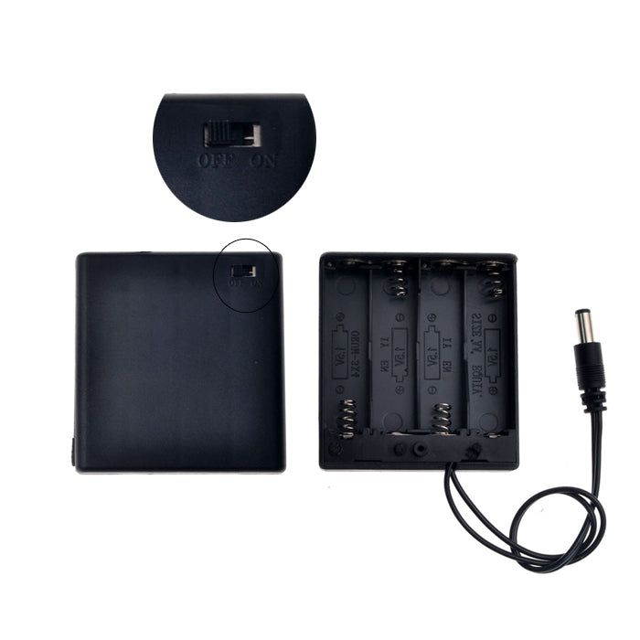 4 X AA Battery Holder with Cover , ON/OFF Switch and a DC Power Plug